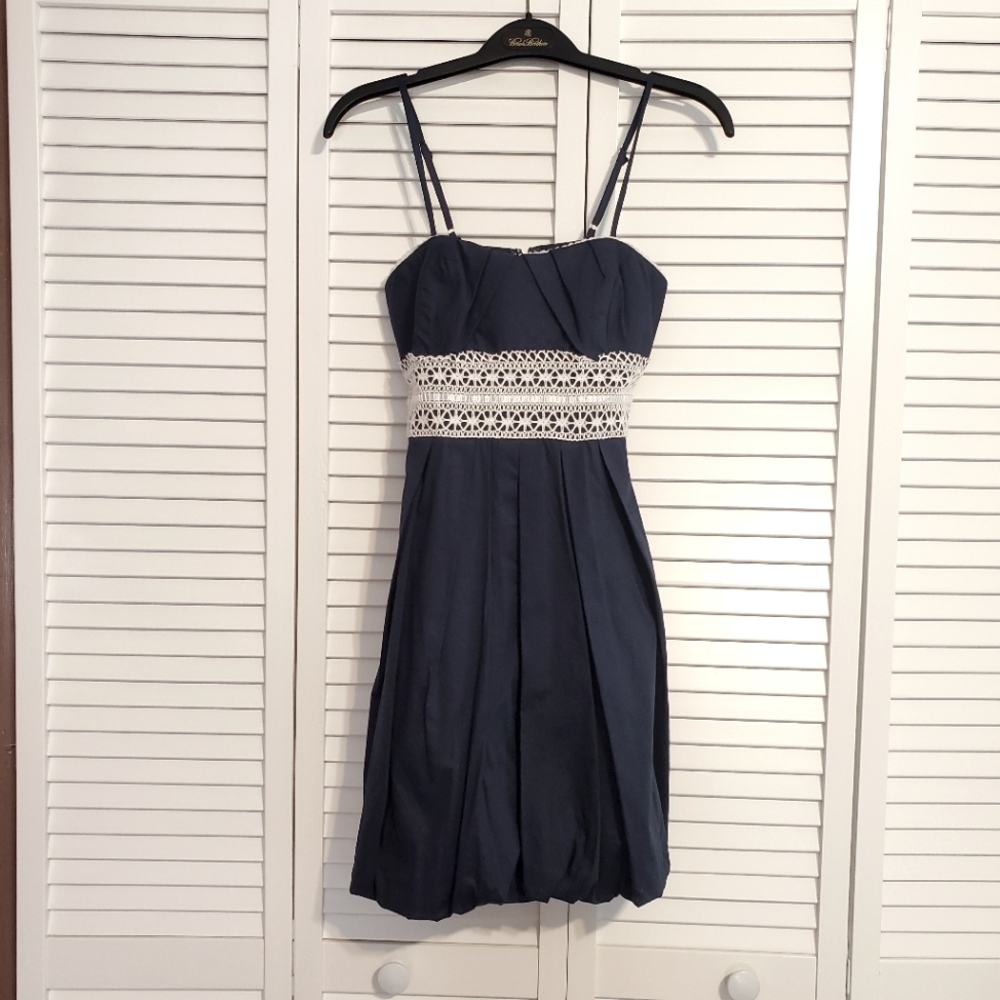 Navy Blue Dress with Embroidery middle - Size 3